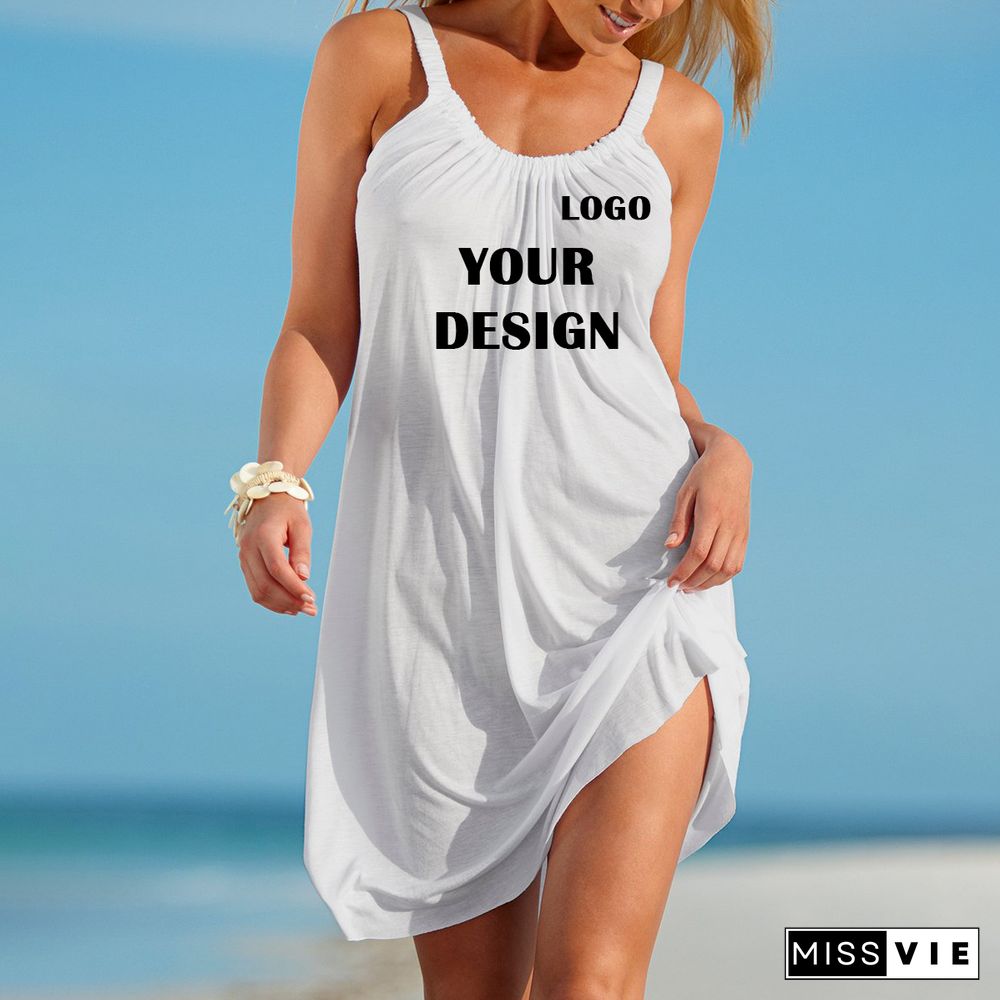 Custom Beach Dress Make Your Own Design Logo Text Women Print Original Design High Quality Gift Dress Free Shipping Size S 5Xl