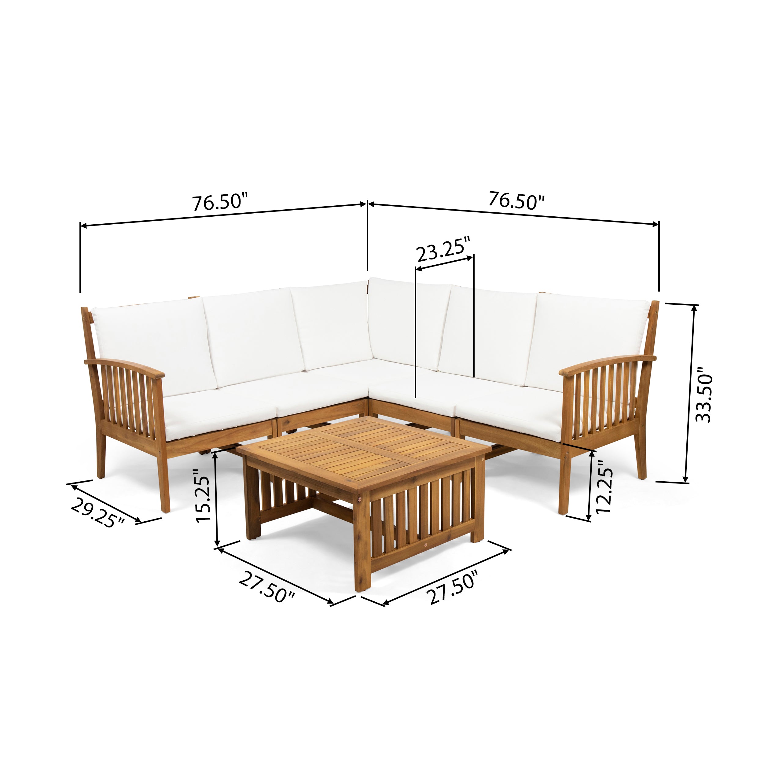 Maud Outdoor 5 Seater Acacia Wood Sofa Sectional Set