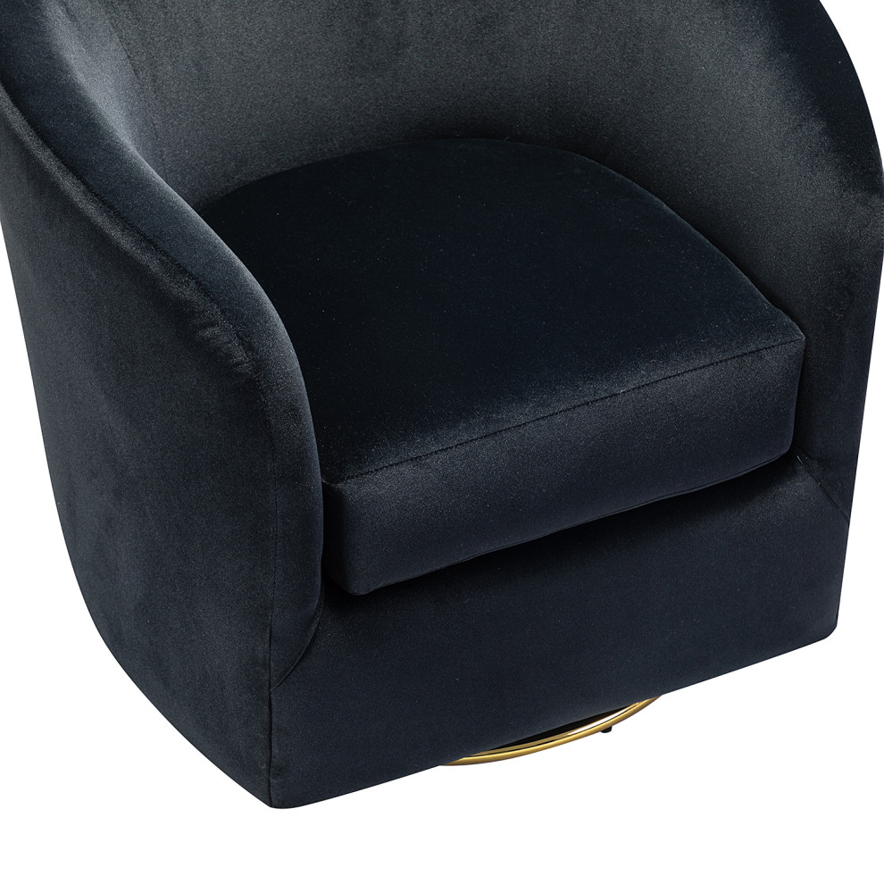 Upholstered Accent Comfy Swivel Chair With Metal Base   Contemporary   Armchairs And Accent Chairs   by Karat Home  Houzz