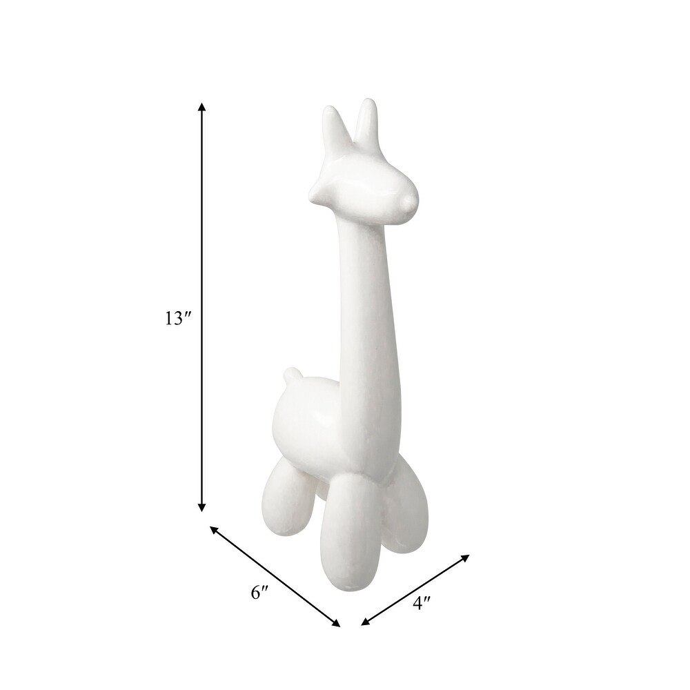 Giraffe Balloon Animal Ceramic Sculpture for Table  Desk or Bookshelf Decor  White  5.5 L x 4 W x 13 H   6\