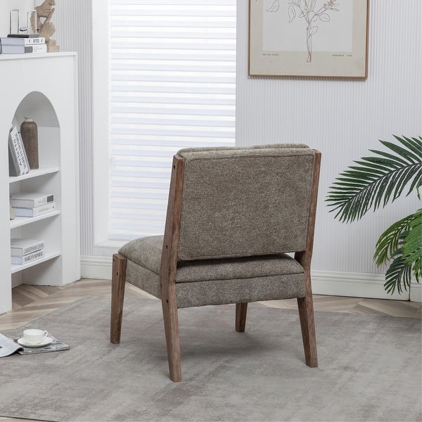 Chenille Single Accent Chair， Wooden Legs， Padded Upholstery， High Density Foam， Small Modern Armless Chair