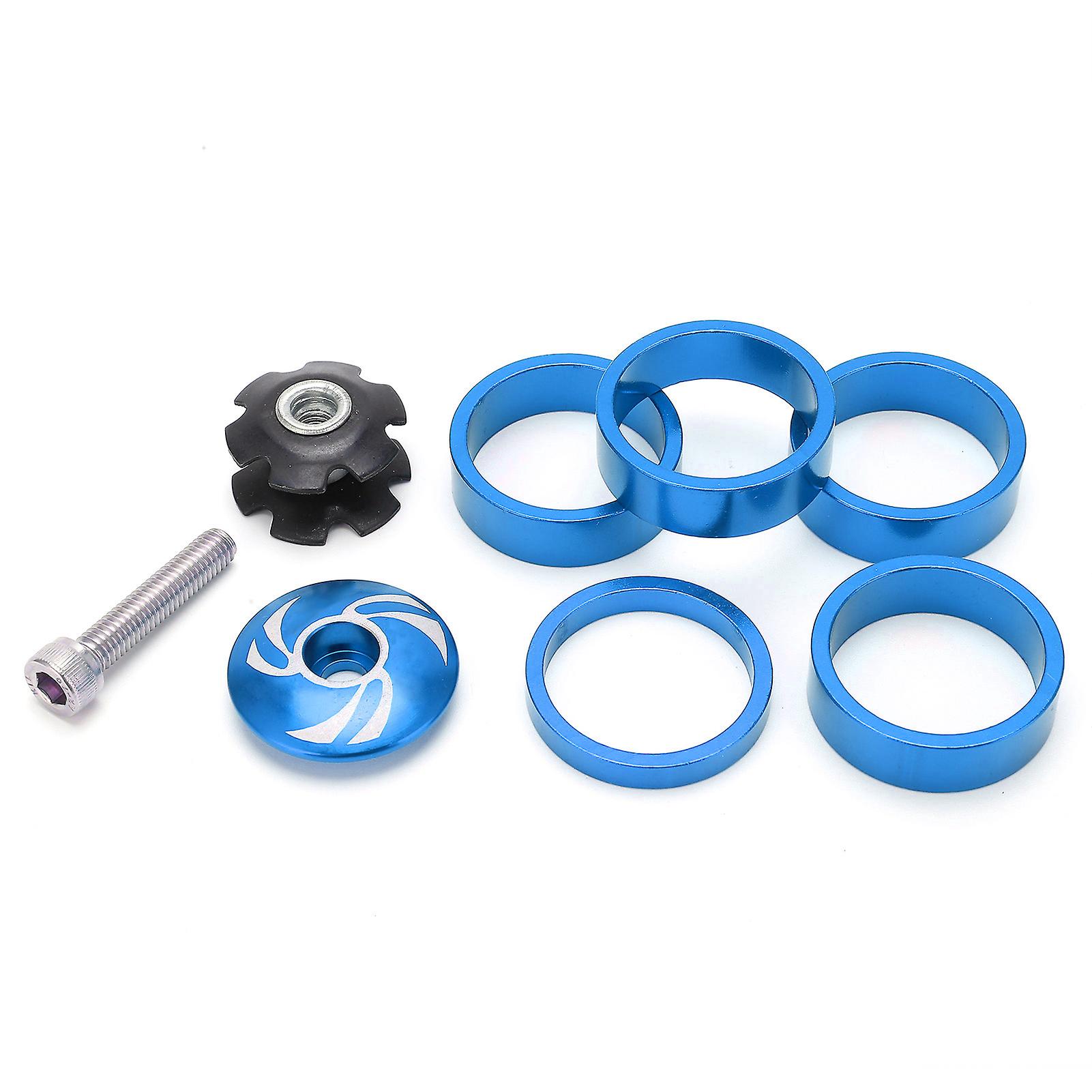 Bike Headset Front Fork Top Cap And Star Nut With Aluminum Screw Set For Fixed Cog 5410t Setblue