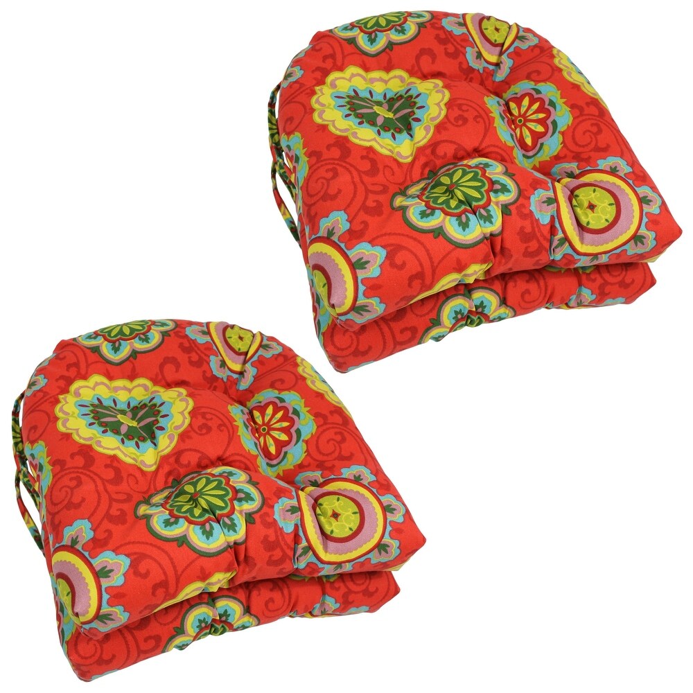 16 inch Rounded Back Tufted Indoor/Outdoor Chair Cushions (Set of 4)   16\