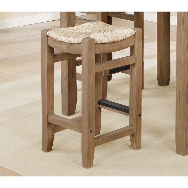 The Gray Barn Enchanted Acre 26-inch Wood Counter Height Stools with Rush Seats (Set of 2)