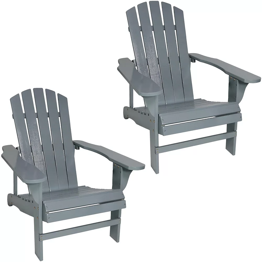 Sunnydaze Set of 2 Outdoor Coastal Bliss Wooden Adirondack Chair