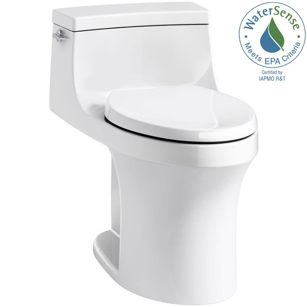 KOHLER San Souci 1-Piece 1.28 GPF Single Flush Elongated Toilet in White K-5172-0