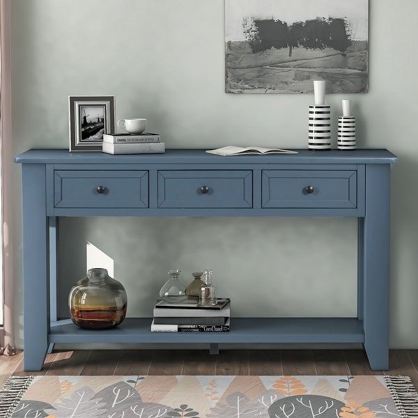 Wood Console Table with 3 Drawers and 1 Shelf，Living Room