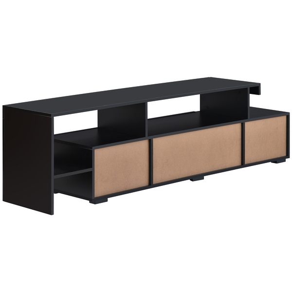 Nestfair Modern Style 16-colored LED Lights TV Cabinet Entertainment Center with DVD Shelf