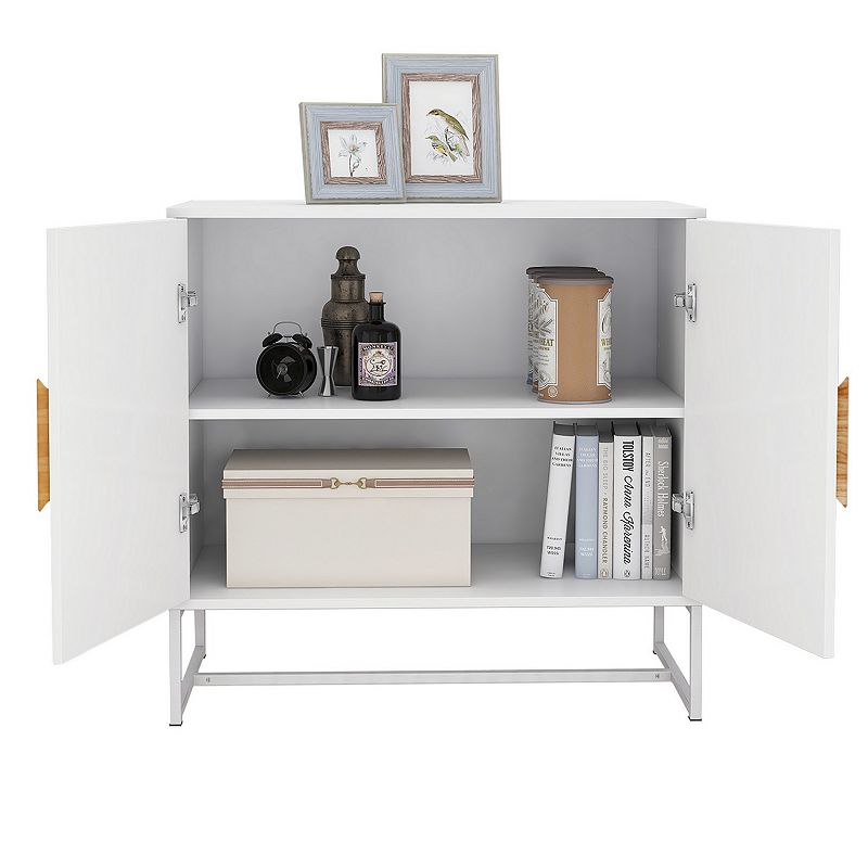 2 Door Sideboard with Diamond Shaped Pull， White