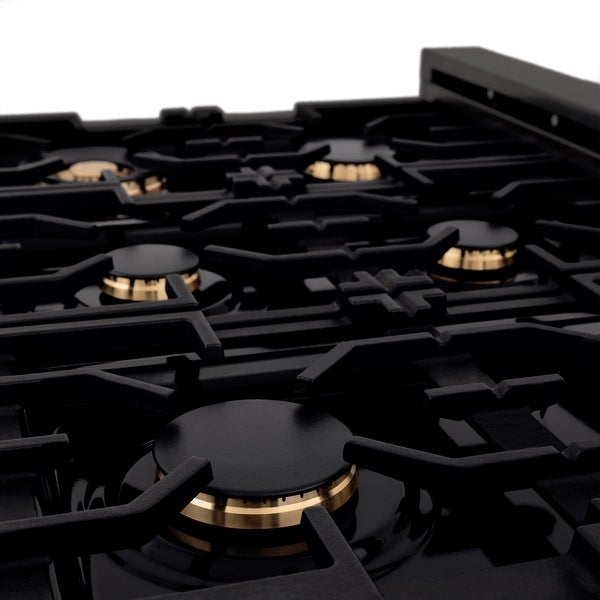 ZLINE Porcelain Stovetop in Black Stainless Steel - Gas Brass Burners