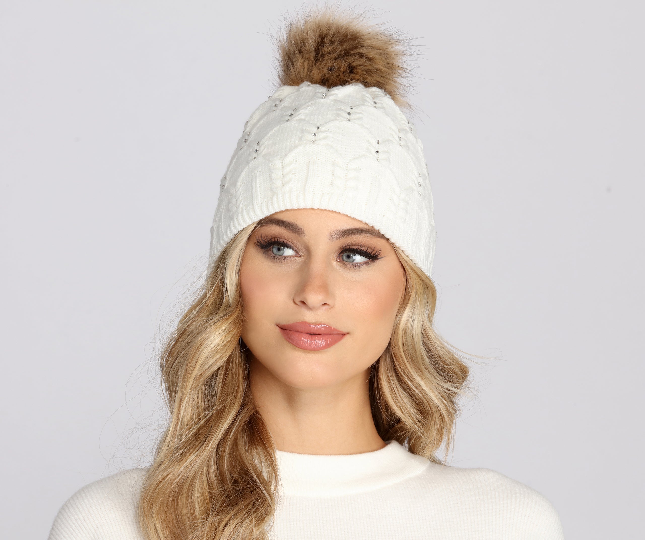 Drops Of Jewelz Knit Pom Beanie