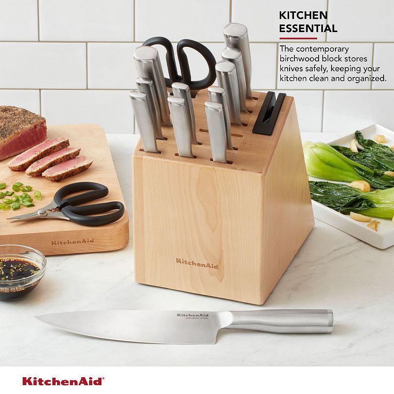 KitchenAid Gourmet Forged Knife Block Set with Built-in Knife Sharpener