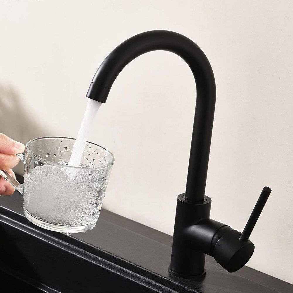 GIVING TREE Single-Handle Pull Down Sprayer Kitchen Bar Faucet in Matte Black HDLTQA0003