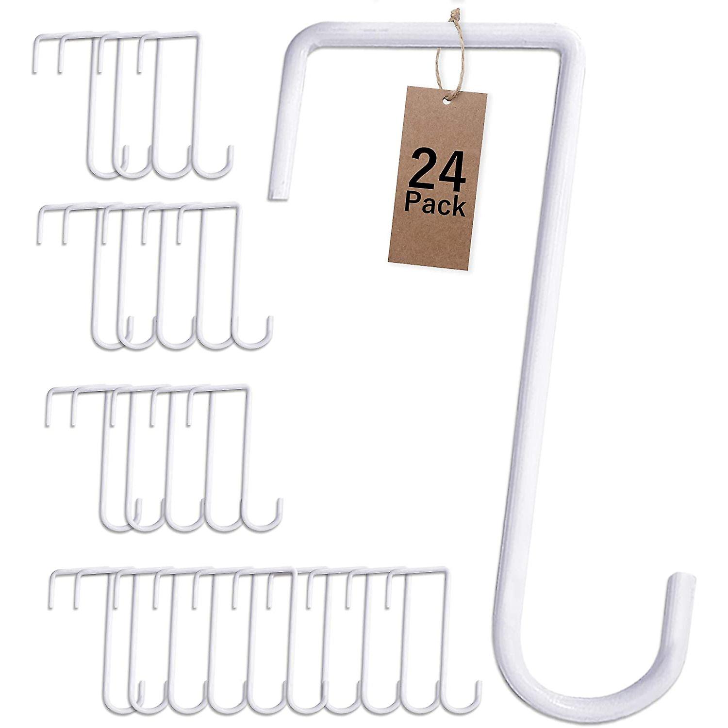 24pcs Vinyl Fence Hooks， 2 X 6 Inches Patio Hooks， White Powder Coated Steel Fence Hooks Hangers For Hanging Plants， Lights， Pool Equipment