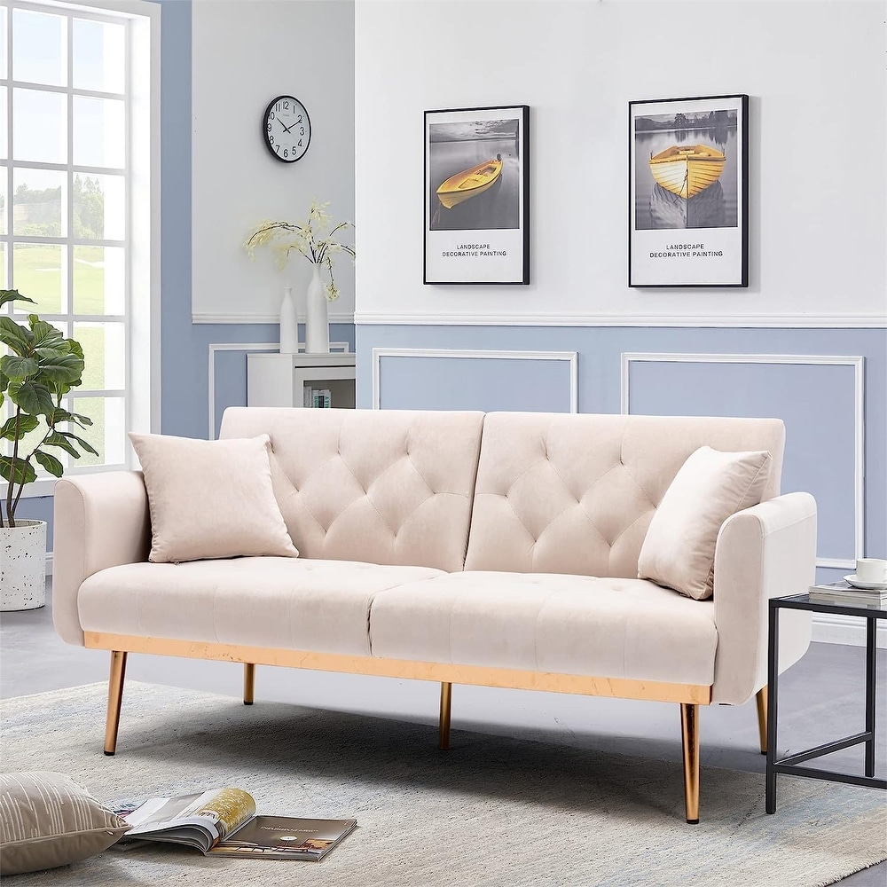 Modern   Vintage Style Velvet Upholstery Adjustable Loveseat