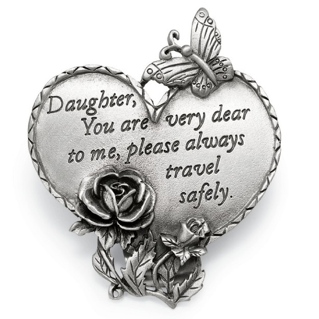 Collections Etc Travel Safely Pewter Heart Visor Clip In Multiple Saying Options With Butterfly And Flower Accents