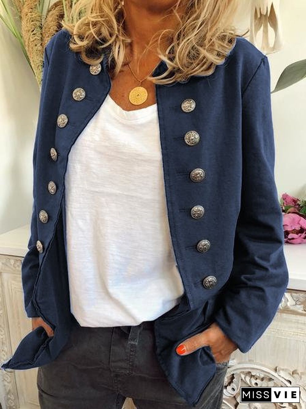 Buttoned Long Sleeve Jacket