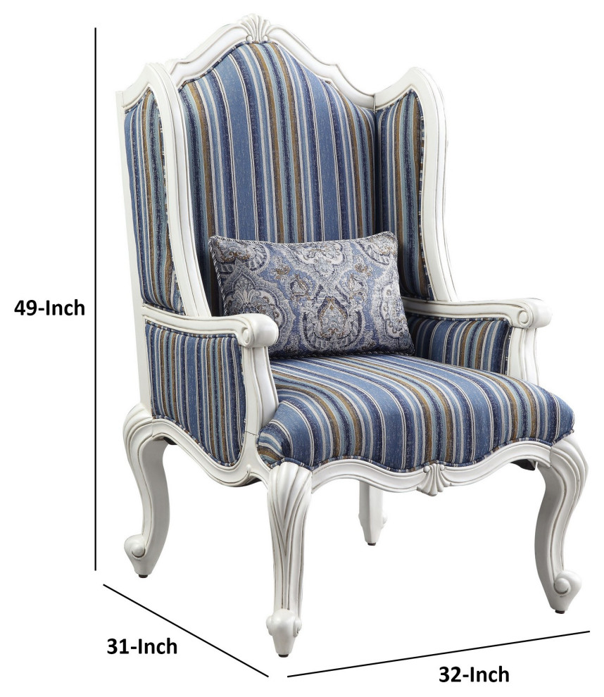 Benzara BM250655 Chair With Wingback and Resin Queen Anne Legs  Blue   Victorian   Armchairs And Accent Chairs   by Uber Bazaar  Houzz