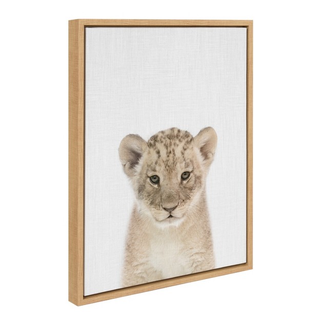 Kate And Laurel Sylvie Baby Lion Color Framed Canvas By Simon Te Of Tai Prints 18x24 Natural