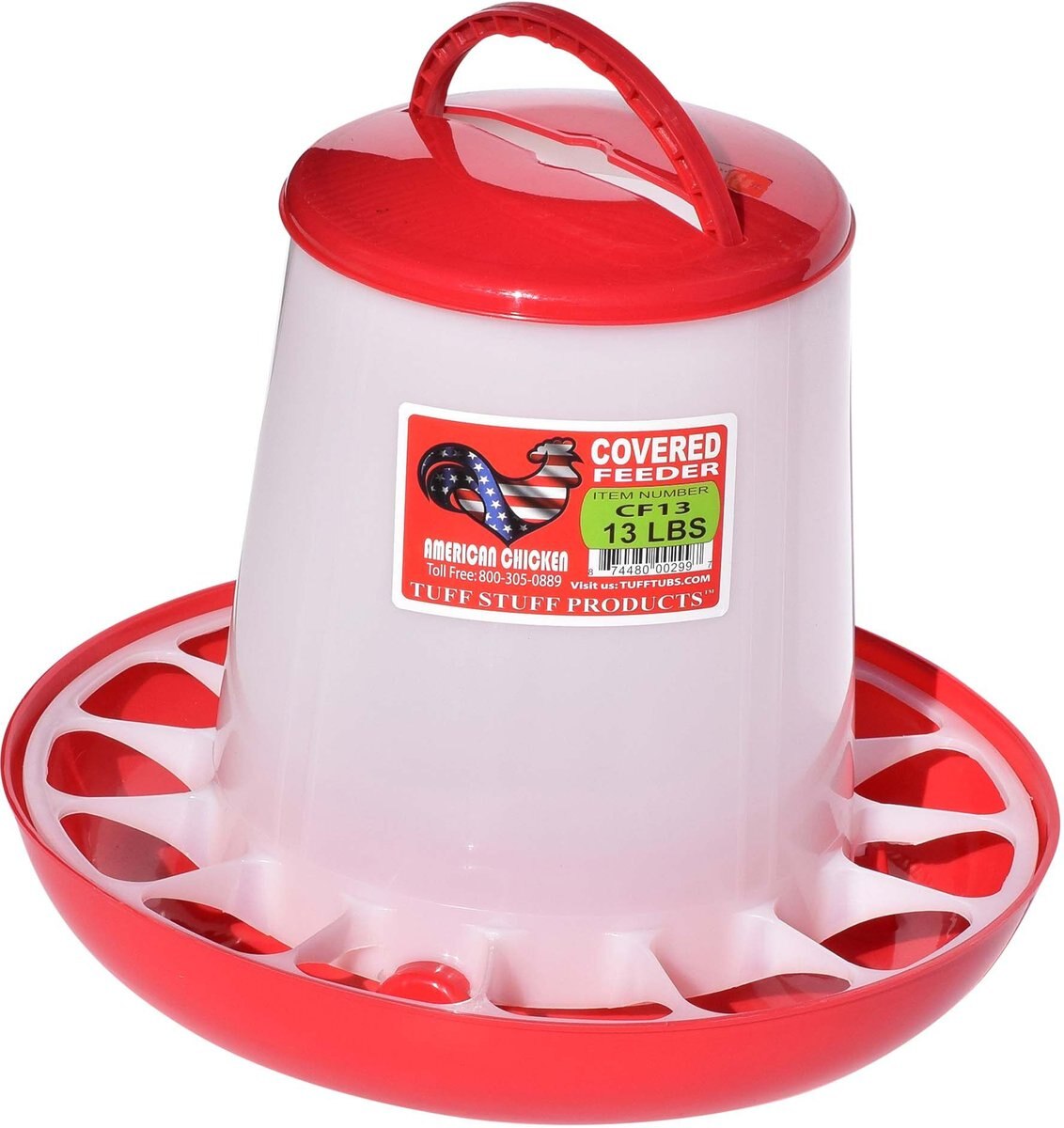 Tuff Stuff Products Covered Feeder and Handle Farm Animal Feeder