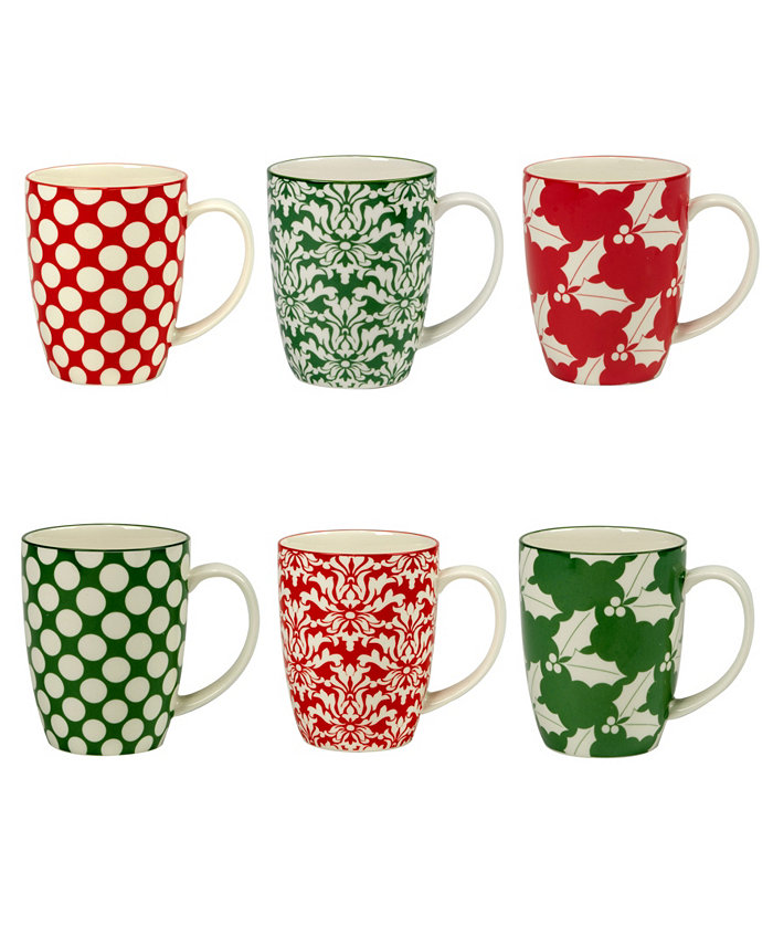 Certified International Winter Medley 16 oz Mugs Set of 6 Service for 6