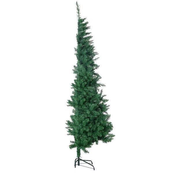 HOMCOM 7ft Half Artificial Christmas Tree Holiday Décor with 520 Branches，Auto Open，Steel Base，Green