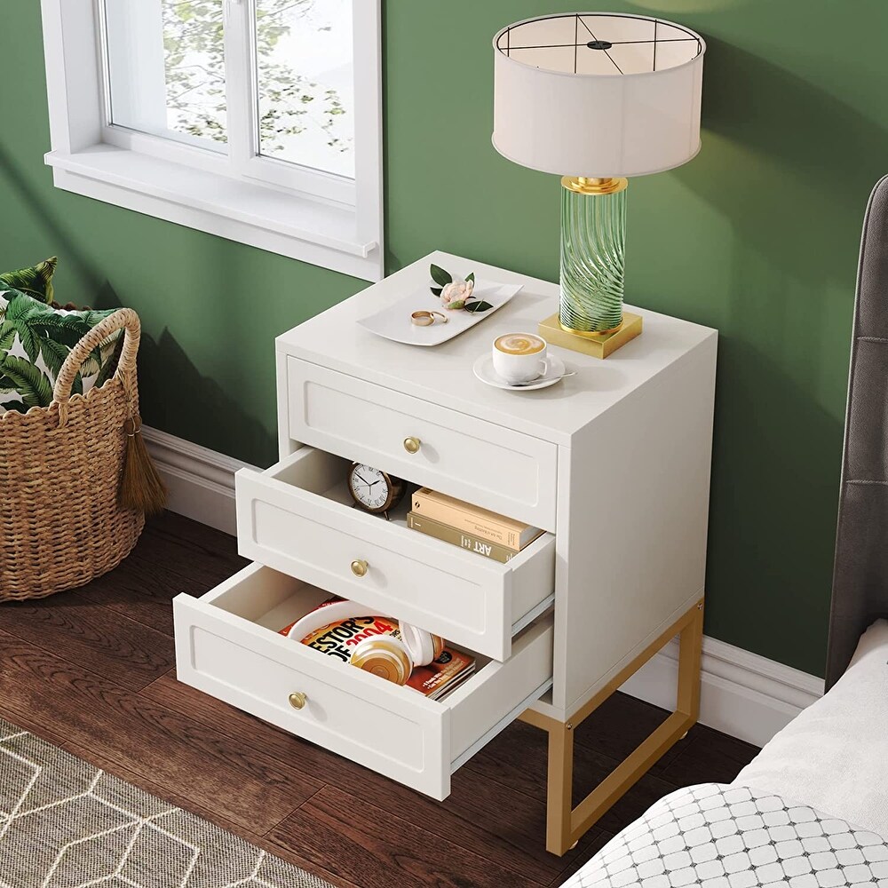 Nightstand  Bed Side Table with 3 Drawers