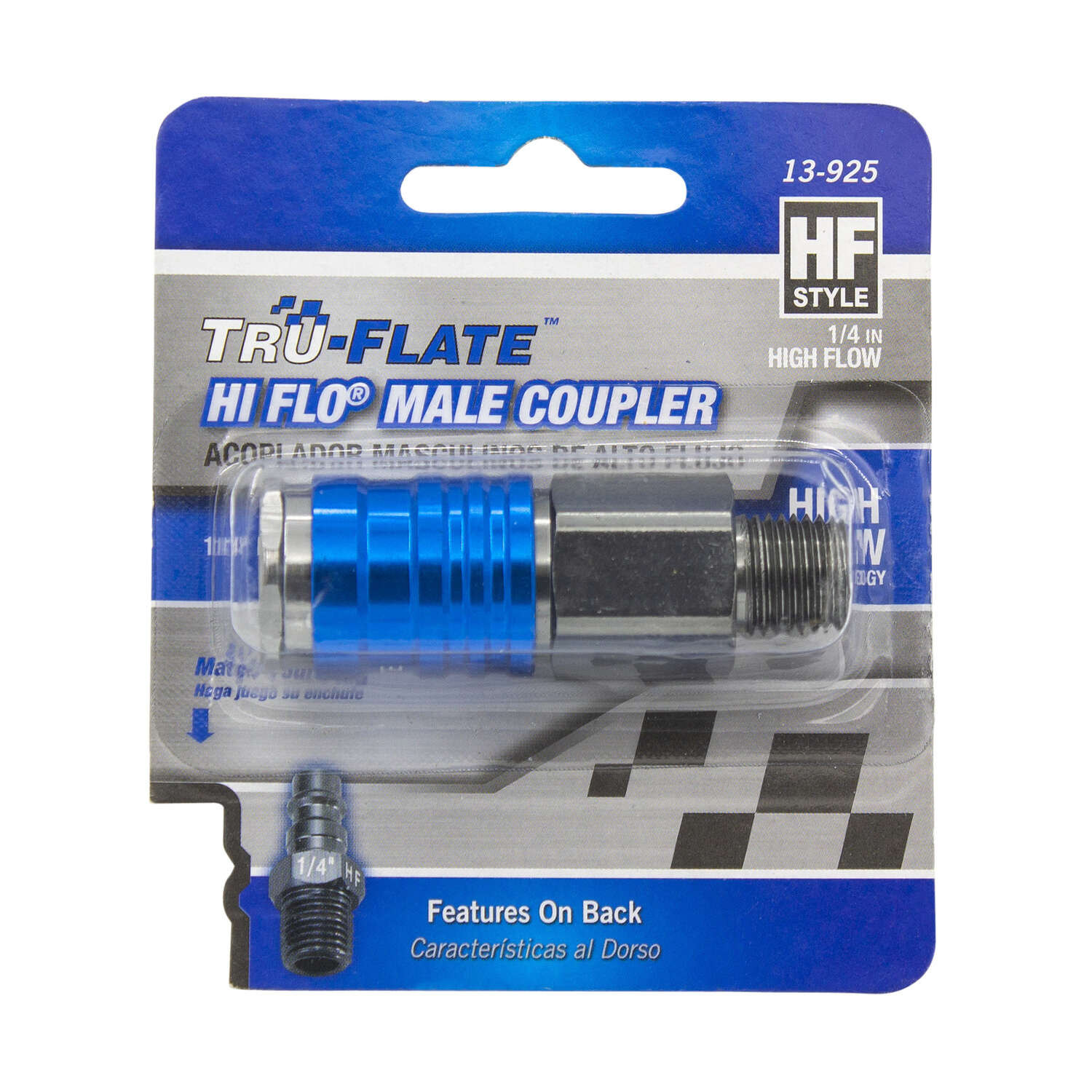 Tru-Flate HI FLO Aluminum Coupler 1/4 in. Male 1 pc