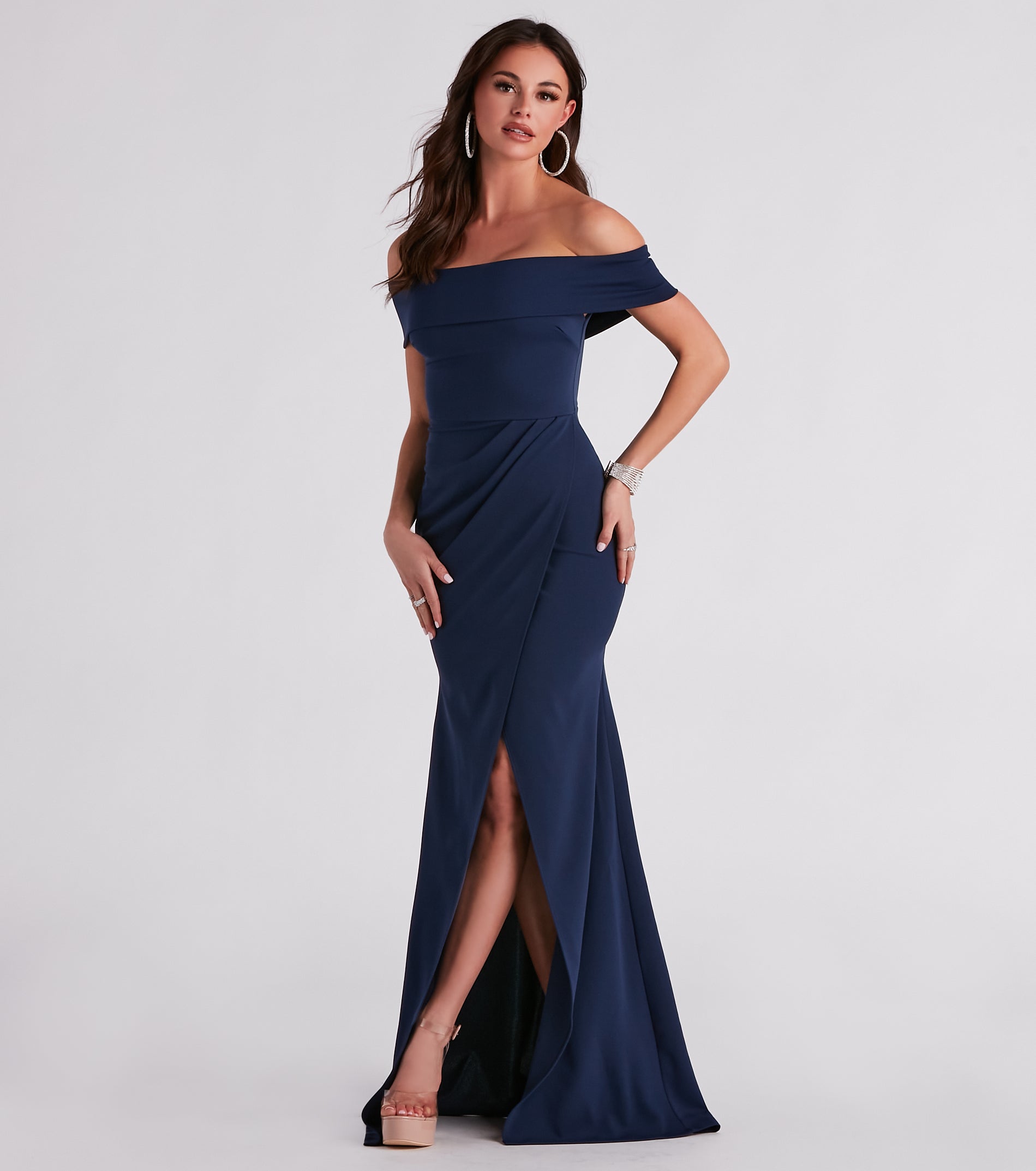 Alina Off-The-Shoulder Mermaid Wrap Dress