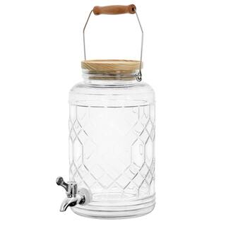 GIBSON HOME 146 fl. oz. Duval Glass Beverage Dispenser with Wooden Lid and Handle 985117163M