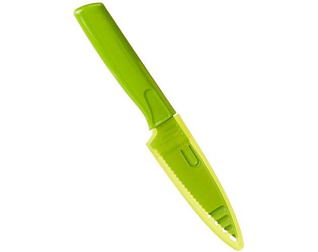 Kuhn Rikon 4 inch Nonstick Colori Serrated Paring Knife Green