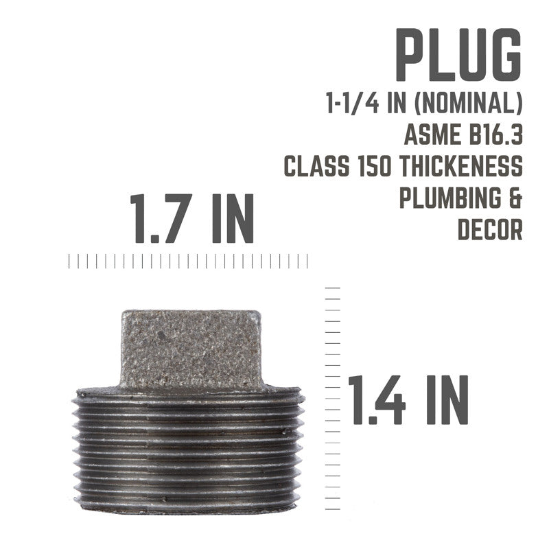 PLUG SQ HEAD BLACK 1-1/4