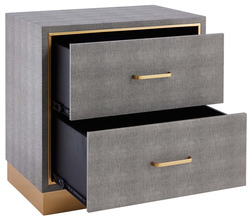 Edinburgh 2 Drawer Faux Shagreen End table   Contemporary   Side Tables And End Tables   by HedgeApple  Houzz