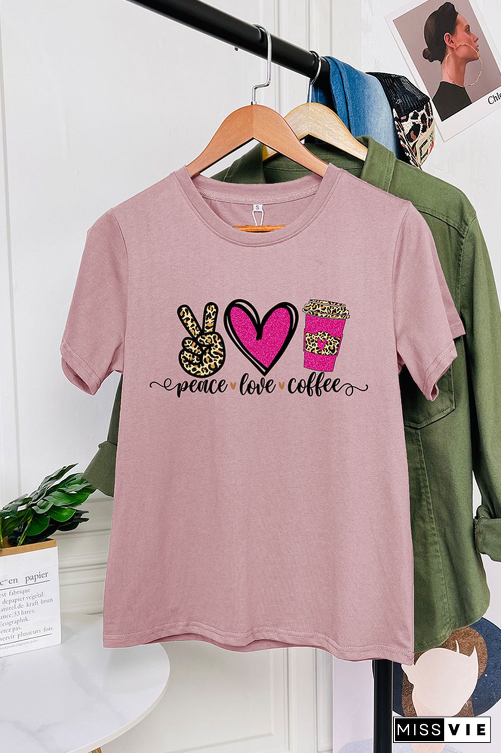 Peace Love Coffee Short Sleeve Graphic Tee Wholesale