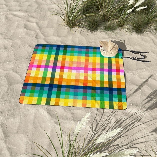 Ninola Design Rainbow Spring Gingham Picnic Blanket Deny Designs