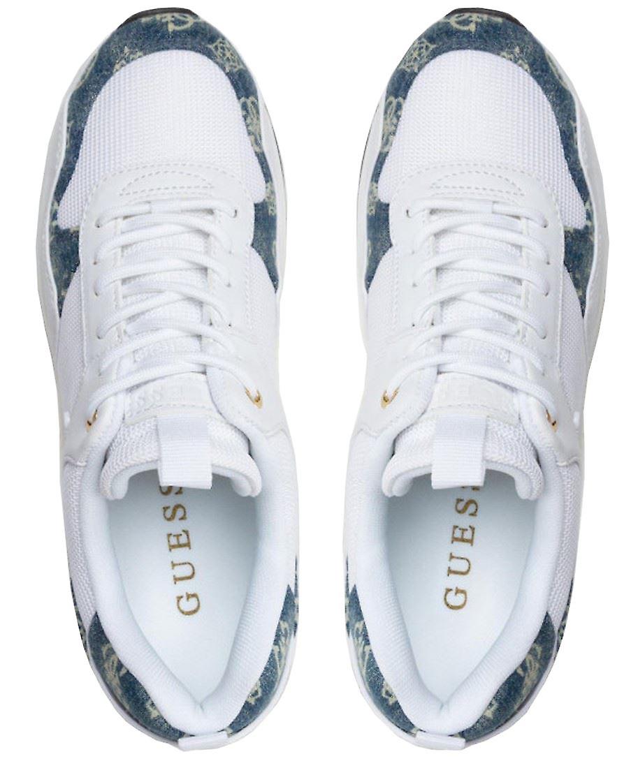 Guess Metz White Denim Womens Leather Trainers