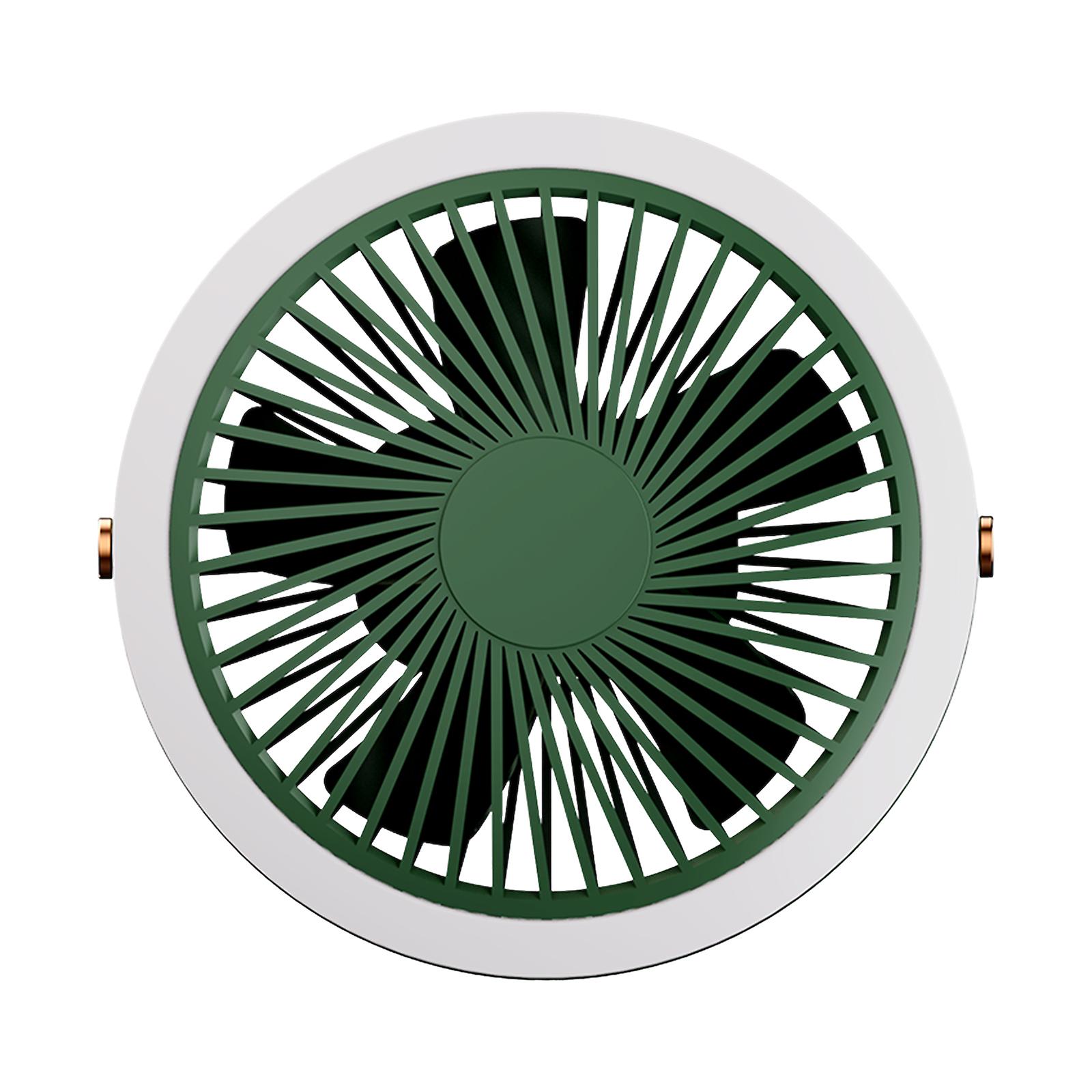 Green Mini Led Hanging Fan Usb Rechargeable Desk Fan Portable 3 Speeds Wall Hanging Fan For Student Dormitory Home Outdoor Camping Office Small Desk F