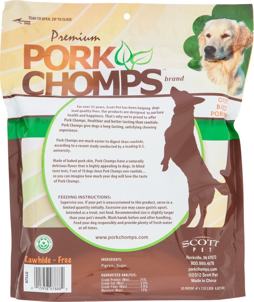 Premium Pork Chomps Baked Knotz Dog Treats， 10 - 11 in， 4 count