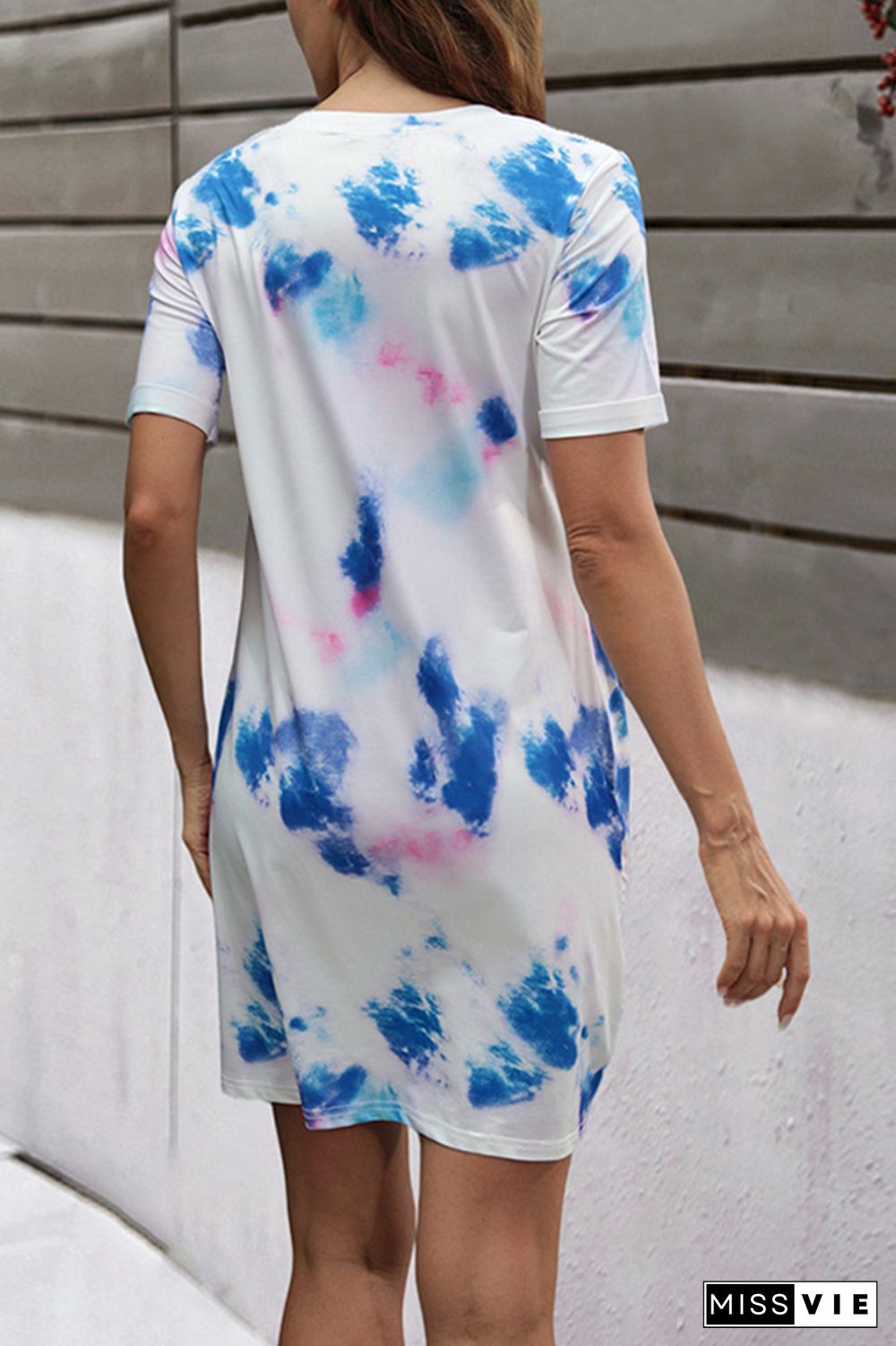 Print V Neck T Shirt Dress Wholesale