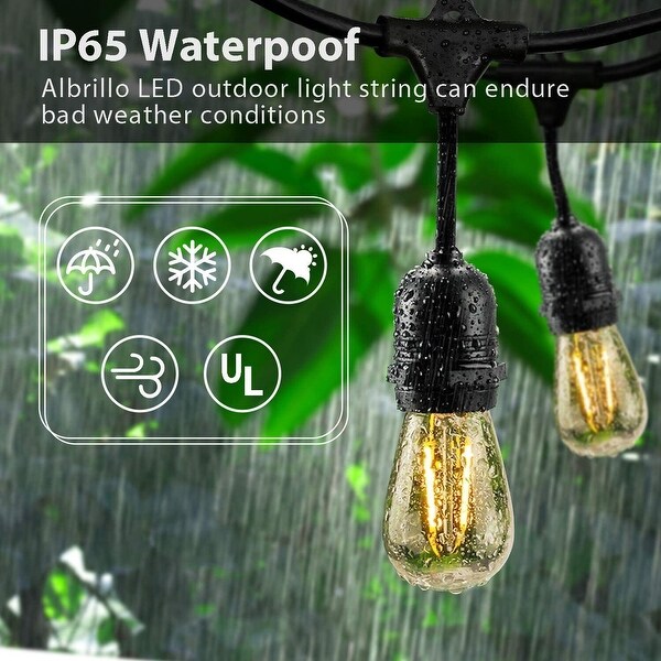 LED Outdoor String Lights，Waterproof Commercial Patio Garden Decor Warm White (Bulbs Only)