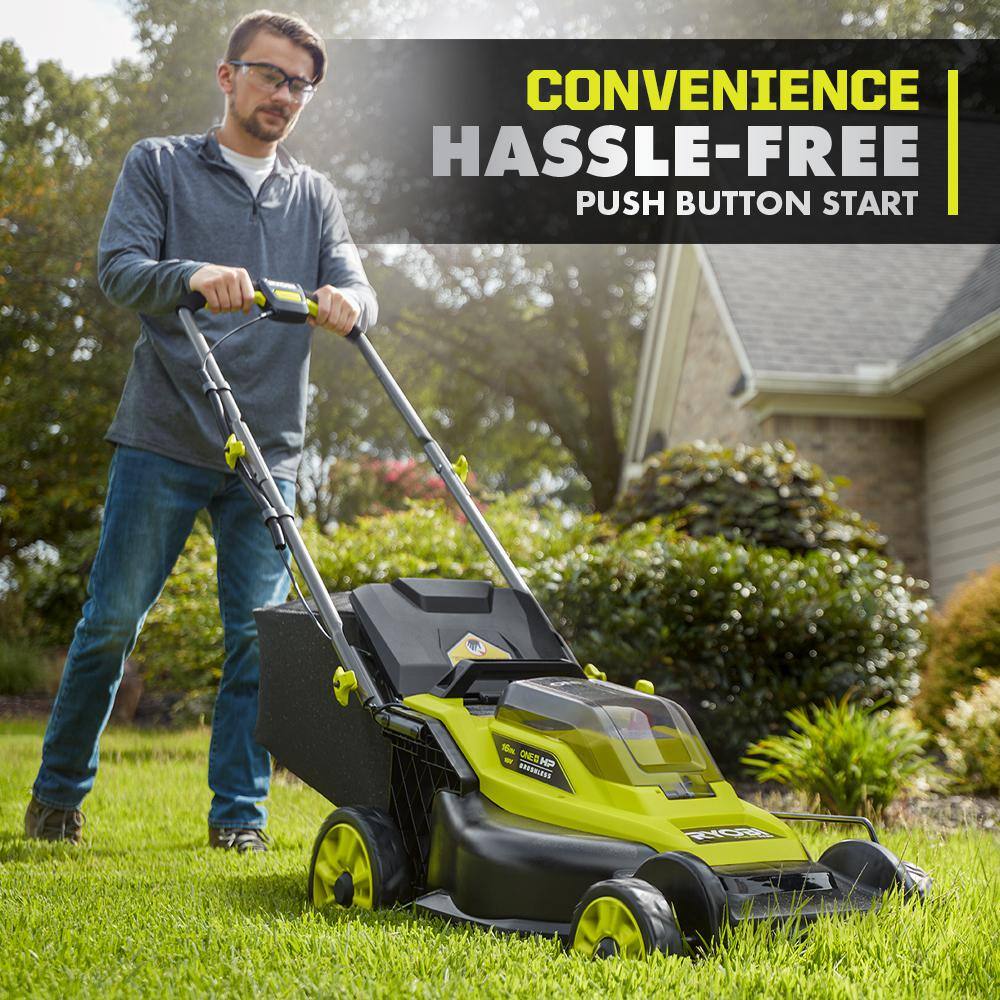 RYOBI ONE+ HP 18V Brushless 16 in. Cordless Battery Walk Behind Push Lawn Mower (Tool Only) P1109BTL