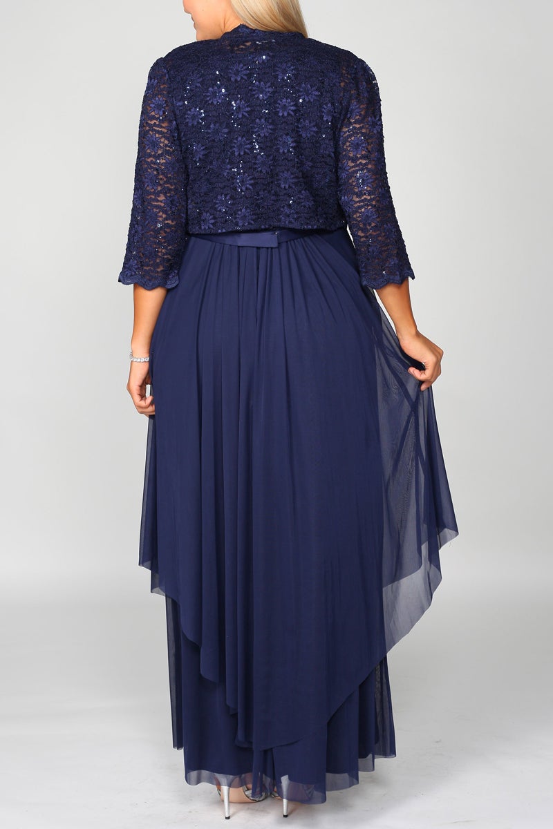 Plus Size Mother of The Bride Jacket Maxi Dress