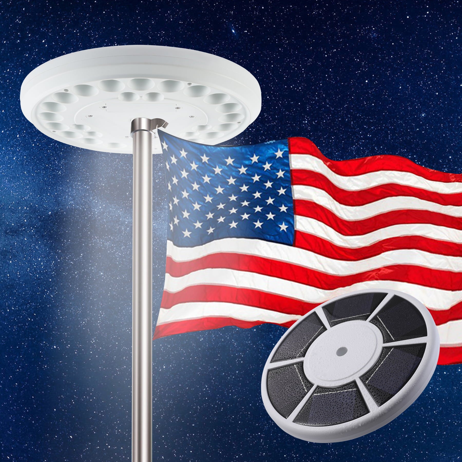 Waterproof Solar Flag Pole light 26 LED Flagpole Downlight Lighting Night Light for 15 to 25 Ft Top