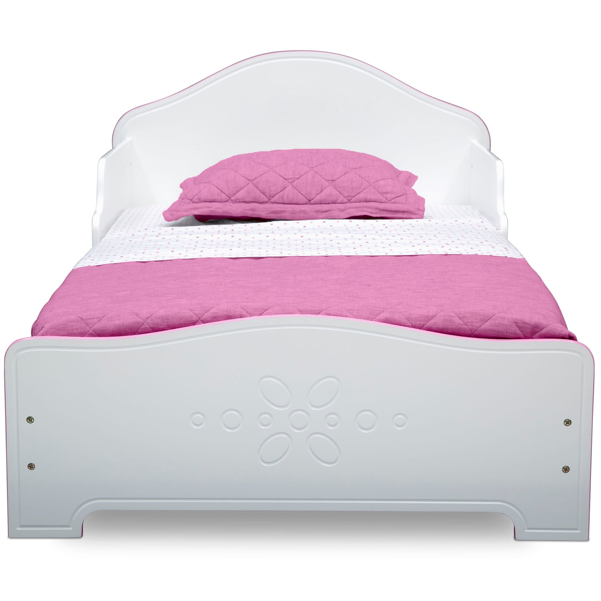 Wood Toddler Bed,  White/Pink