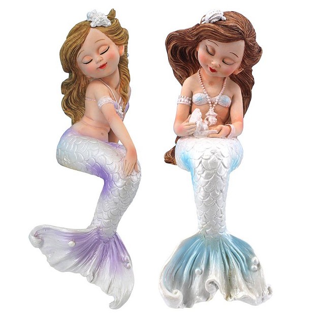 Design Toscano Sirens Of The Sea Sitting Mermaid Twin Statues