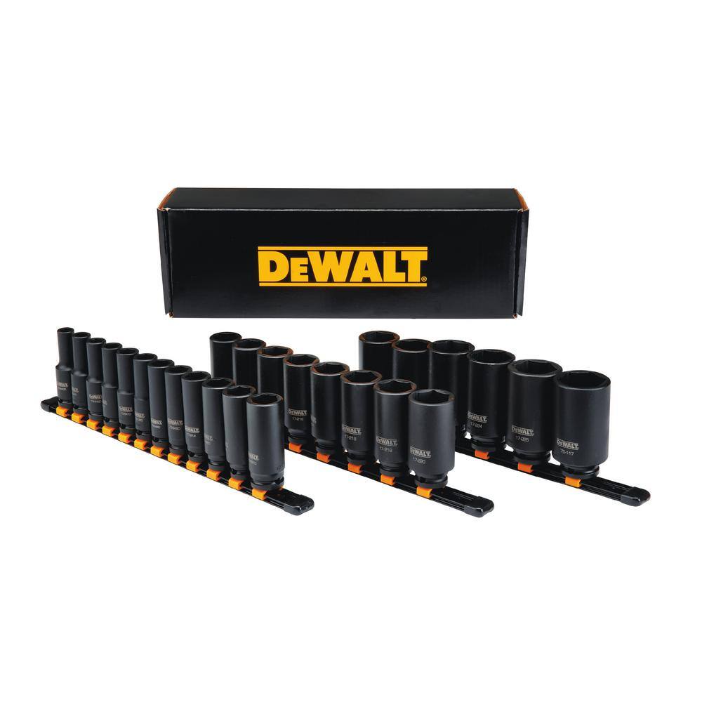 DW 12 in. Drive Metric Deep Impact Socket Set (26-Piece) DWMT19242