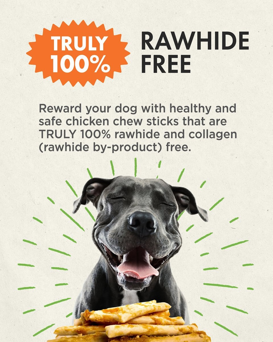 Canine Naturals Hide Free 5-inch Chicken Recipe Stick Dog Chew， 40 count