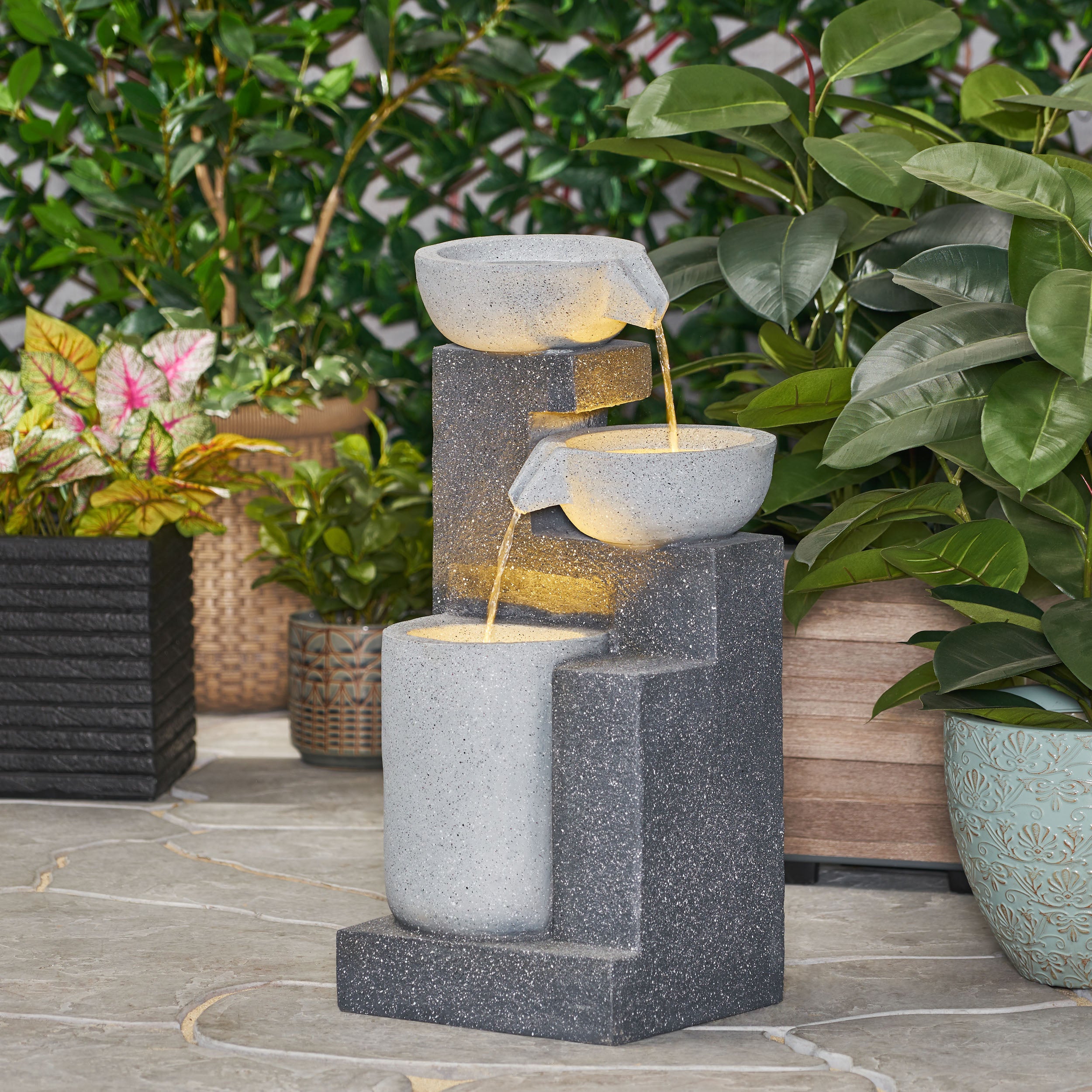 Colquitt Outdoor Modern 3 Tier Fountain