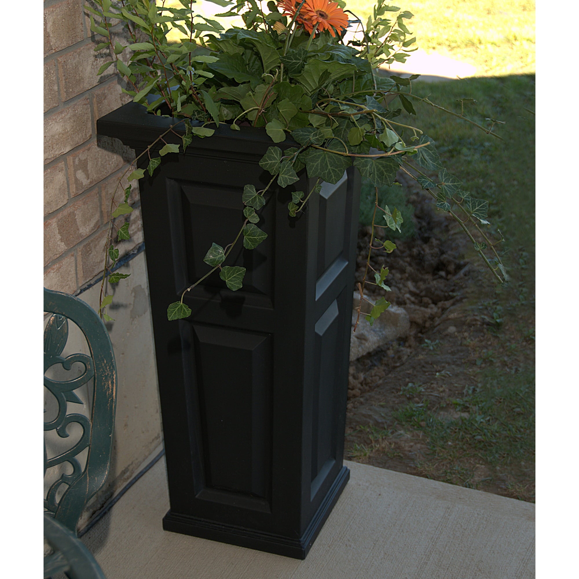 Mayne 16" x 16" x 32" Square Black Polyethylene Plant Planter