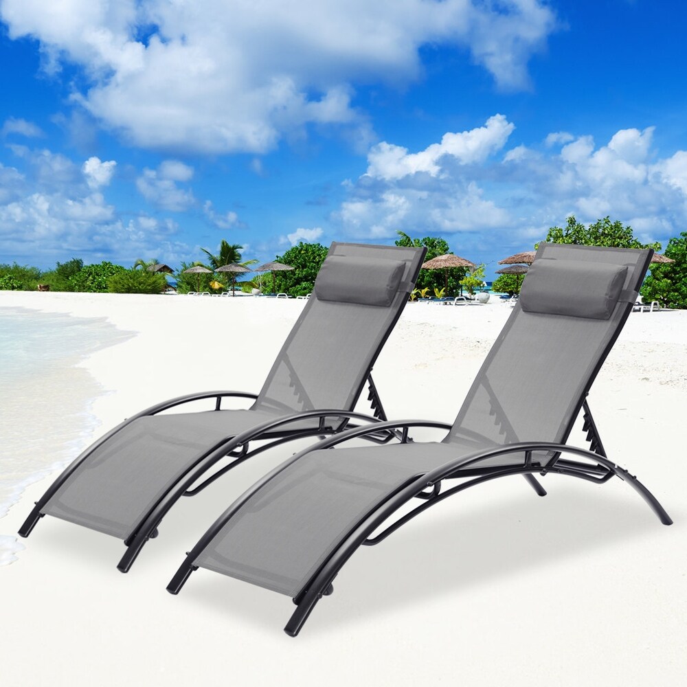 2 PCS Set Chaise Lounge Outdoor Lounge chair